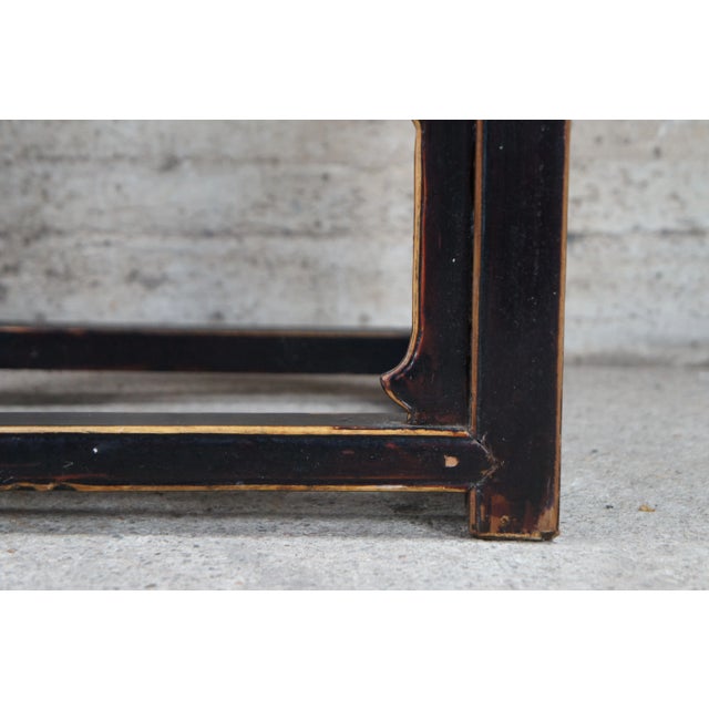Black Late 19th Century Antique Chinese Qing Dynasty Black Lacquer Elm Tiered Side Table Pedestal Stand For Sale - Image 8 of 11