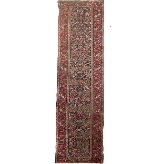Green Antique Halvai Bidjar Runner Boteh Border with Lime Greens Rug 3.6 x 17.7 For Sale - Image 8 of 13