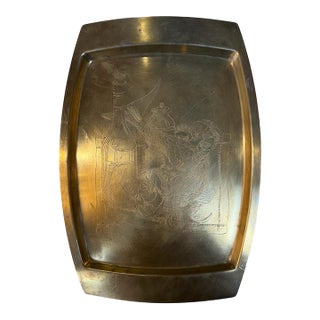 Remo Bombarieri Engraved Brass Tray For Sale