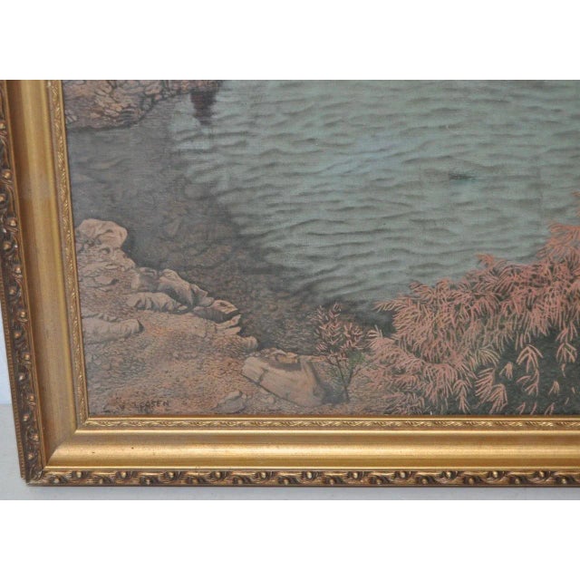 High Desert Fishing Vintage Oil Painting by Loosen c.1965 For Sale In San Francisco - Image 6 of 9
