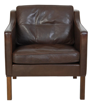 2321 Lounge Chair in Brown Leather by Børge Mogensen, 1980s