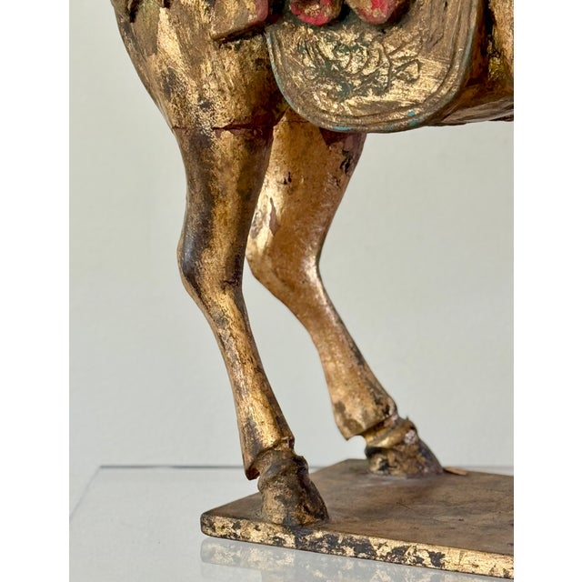 Late 19th Century Chinese Carved, Gilt and Polychrome Wooden Horse For Sale - Image 9 of 15