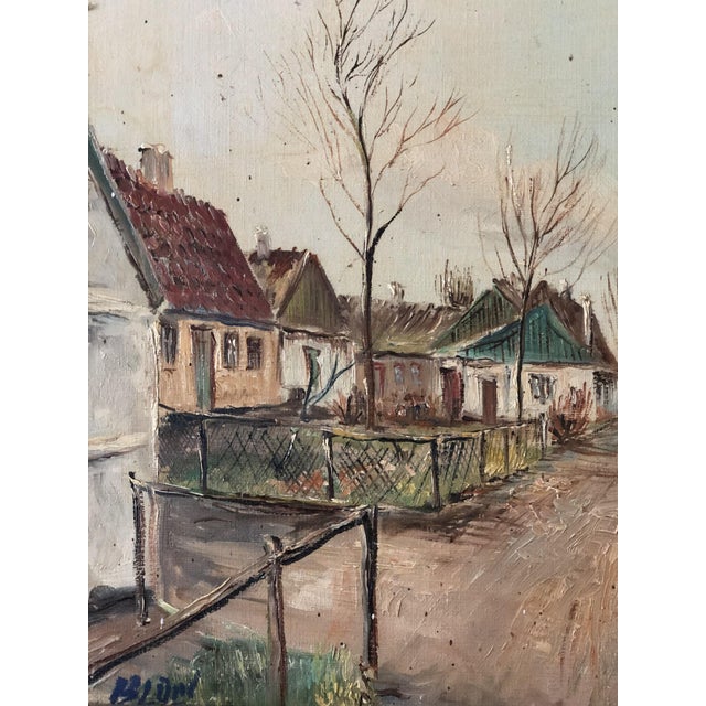 Rustic Danish Artist, European Village, 1940s, Oil Painting on Canvas, Framed For Sale - Image 3 of 12