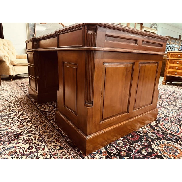 Brown English Desk with Brown Inlay For Sale - Image 8 of 18