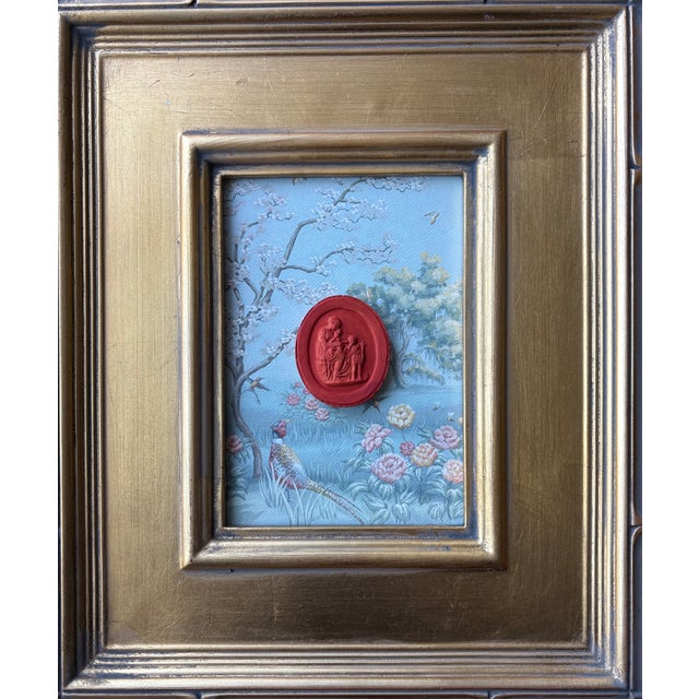 2020s Grand Tour Replica Plaster Intaglio of Mother and Children in Closed Corner Plein Air Frame For Sale - Image 5 of 5