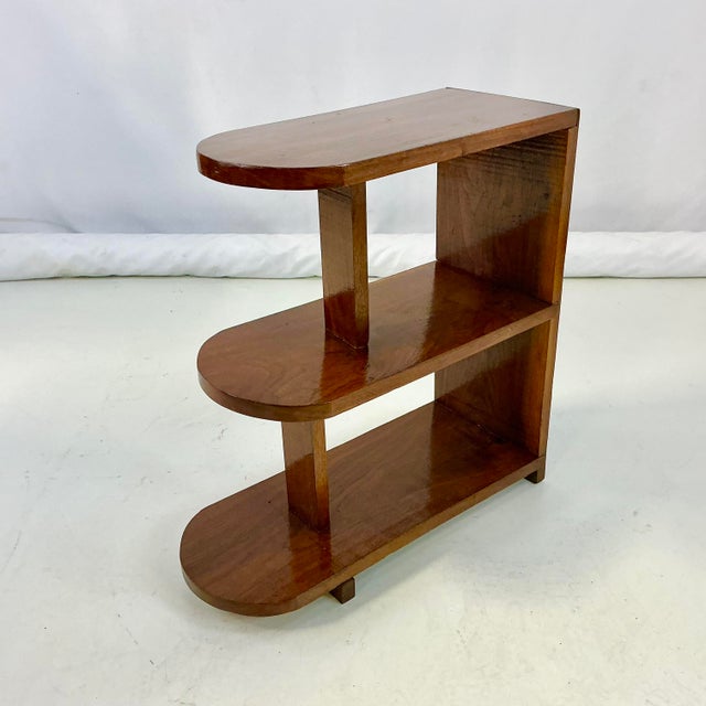 Wood 1940s Vintage Art Deco Americana Folk Art Three Tier Side Table For Sale - Image 7 of 14