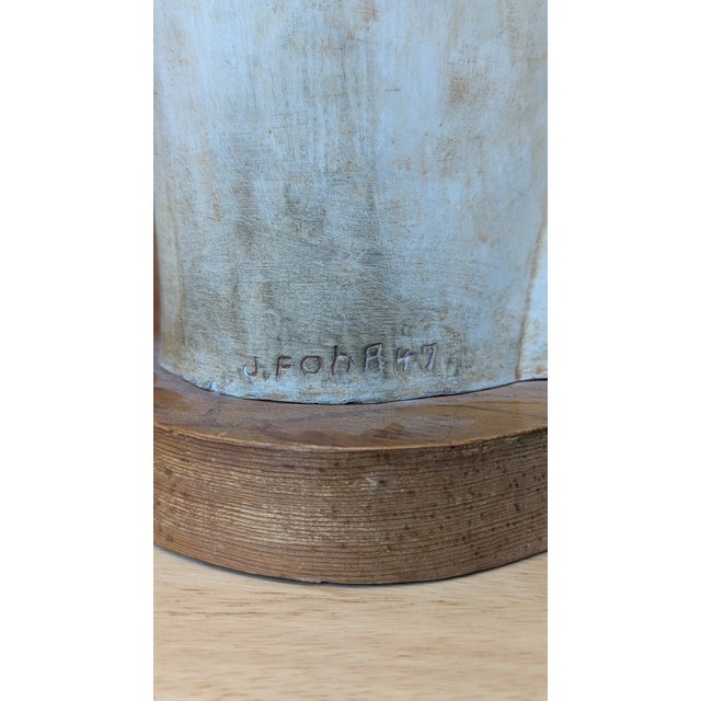 1960s Jenny Fohr Mid-Century Modern Abstract Female Sculpture With Wood Base For Sale - Image 5 of 10