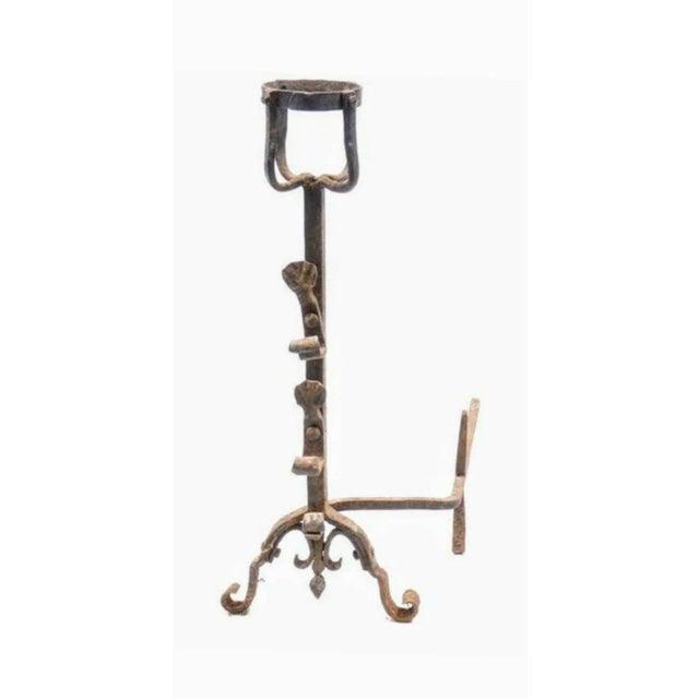 Early 19th Century Large 19th Century French Wrought Iron Andirons - a Pair For Sale - Image 5 of 6