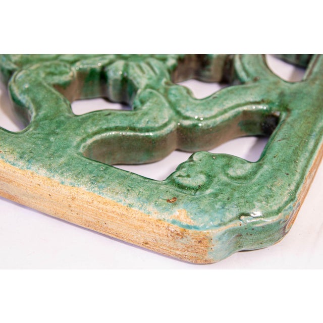 Antique Chinese Emerald Green Glazed Architectural Tile, C. 1900 Set of ...