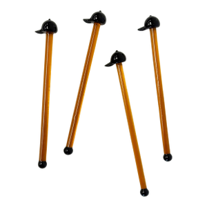 Vintage Culver LTD Blown Glass Ball Cap Swizzle Sticks, S/4