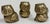 Three small brass owl figures. 1,1.5,2. 1,1.5,1.5. 1,1.25,1.5.