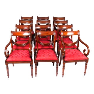 Vintage Regency Revival Swag Back Dining Chairs, Set of 12 For Sale