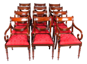 Vintage Regency Revival Swag Back Dining Chairs, Set of 12
