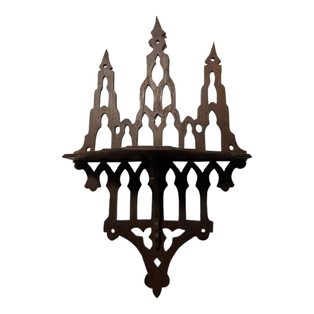 Late 20th Century Folk Tramp Art Wood Wall Shelf For Sale