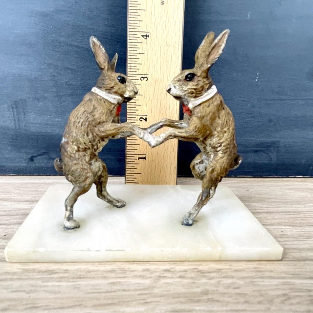 Late 19th Century Austrian or Vienna Cold Painted Bronze Boxing Rabbits ...
