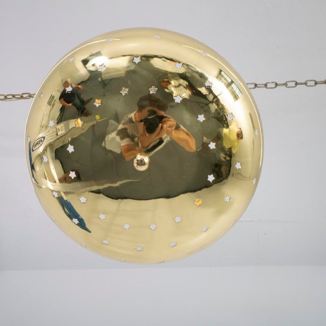 Perforated "star" motif flush mount ceiling fixture For Sale - Image 4 of 6