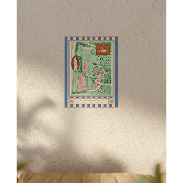 Atelier Aria Lumae the Grand Estate Cartography Set of 2 Shore Estate Faux Checkered Border Fine Art Hge Gallery Board Print 34" X 18" Wallspace For Sale - Image 17 of 18
