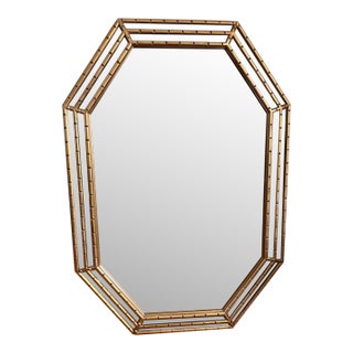 Bamboo Gold Gilt Mirror in the Style of La Barge For Sale
