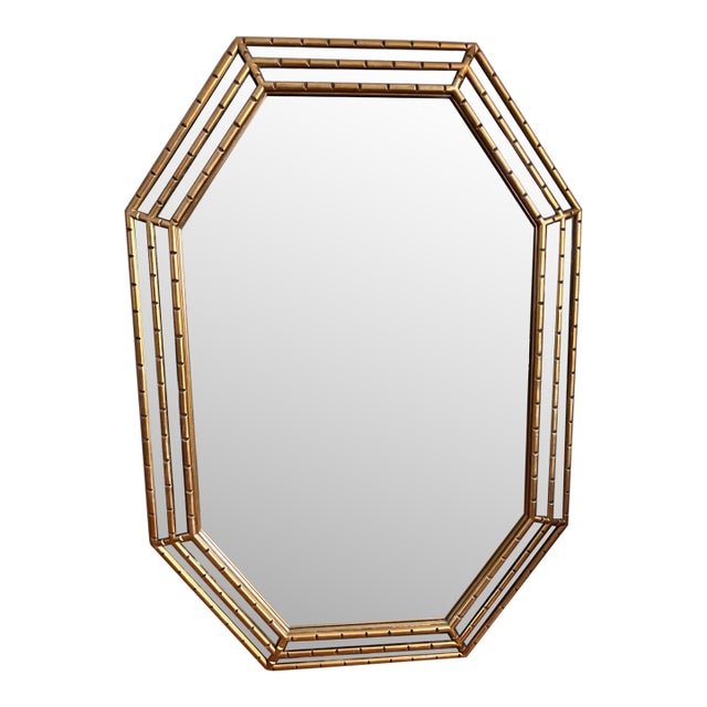 Bamboo Gold Gilt Mirror in the Style of La Barge For Sale