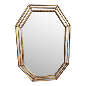 Bamboo Gold Gilt Mirror in the Style of La Barge
