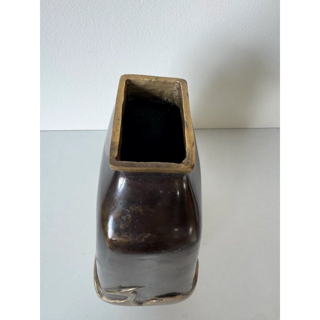 Metal Vintage Art Deco–Style Japanese Bronze Vase With Heron Motif For Sale - Image 7 of 11