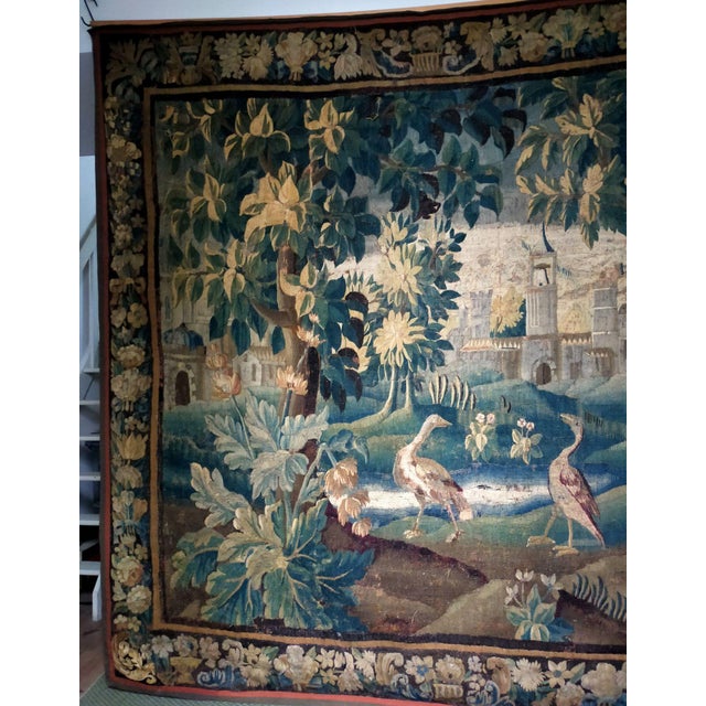 Antique Aubusson Tapestry in Wool, 1700s For Sale - Image 6 of 14