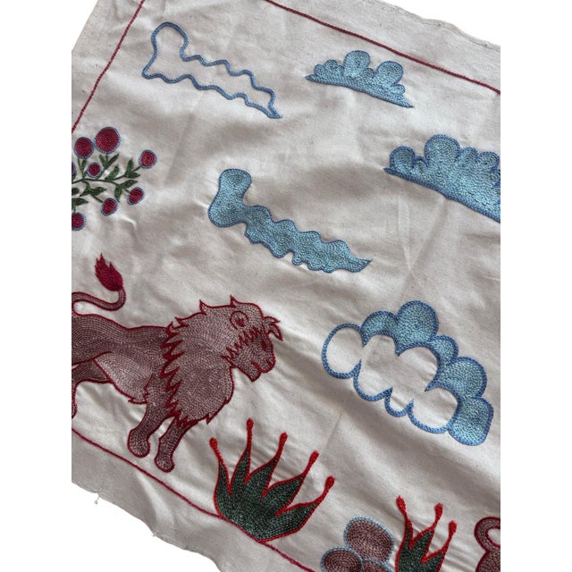 Lion Suzani Wall Hanging, Pomegranate Tree For Sale - Image 4 of 6