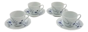 1940s Limoges Authentique Porcelaine Du Lys Royal 4 Cups and Saucers - Set of 8