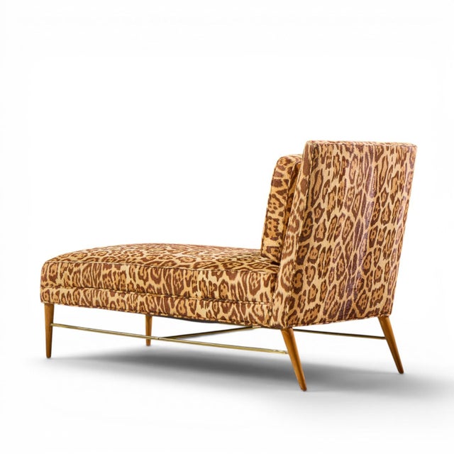 Mid 20th Century Paul McCobb for Calvin Mid Century Walnut and Brass Chaise Lounge For Sale - Image 5 of 9