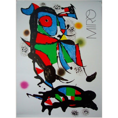1988 Spanish Surrealist Miro Exhibition Poster For Sale