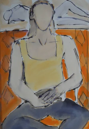 Romy' Contemporary Mixed Media Figurative Painting by John Emanuel 2015