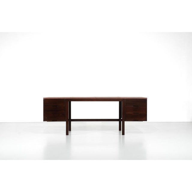 Mid-Century Modern Canaan Desk in Wood and Leather by Marcel Breuer for Gavina, Italy, 1950s For Sale - Image 3 of 16