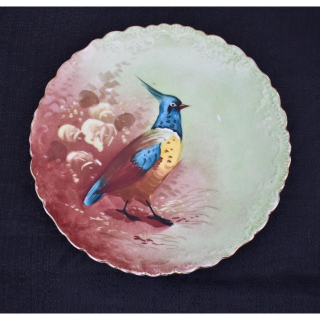 1920s Antique Limoges France Hand Painted Game Bird Plate Guerin Porcelain Gold For Sale - Image 5 of 14
