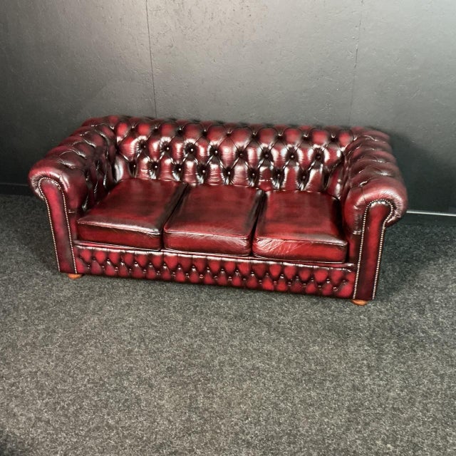 Oxblood Leather Chesterfield Sofa, 2002 For Sale - Image 6 of 6
