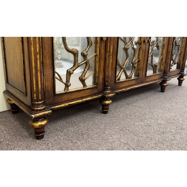 Wood John Richard Eglomise Sideboard With Botanical Brass Overlay For Sale - Image 7 of 13
