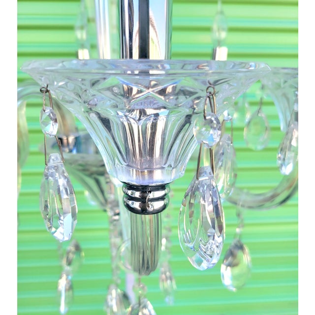 Murano Vintage Murano Glass Crystal Chrome 6 Light Chandelier For Sale - Image 4 of 11