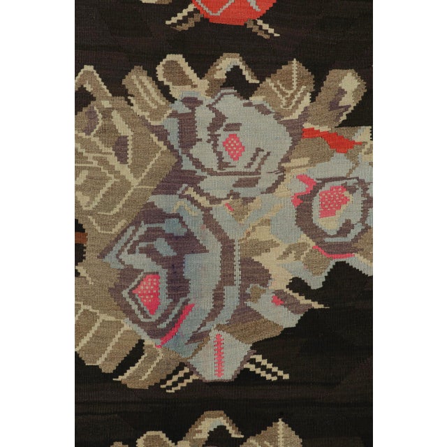 Rug & Kilim Mid Century Vintage Beige Brown Floral Bessarabian Kilim Turkish Flat Weave Rug For Sale - Image 4 of 8