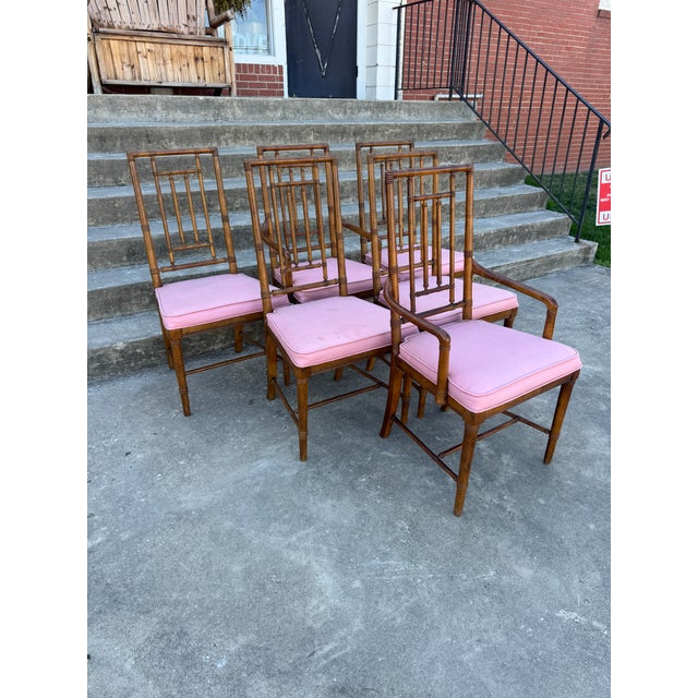 Great set of 6 Drexel Faux bamboo chairs. Two arm chairs and four side chairs. Great condition structurally, but box...