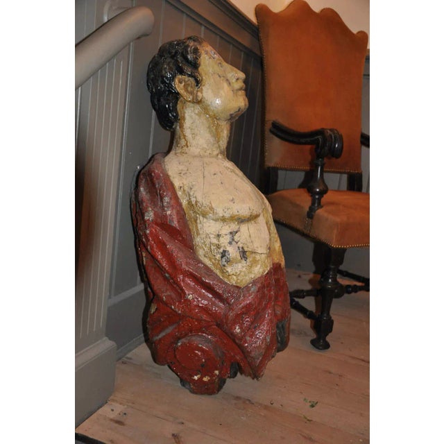 English Carved 19th Century English Ship's Figurehead of a Classical Male For Sale - Image 3 of 10