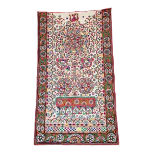 1920's Indian Gujarati Rabari Kutch Silk Embroidered Ethnic Textile With Mirror