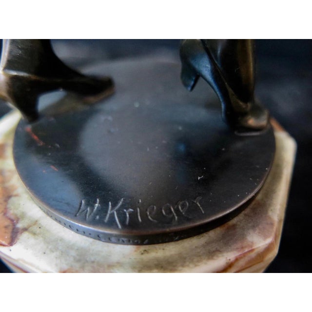 Vintage Art Deco Period Bronze & Marble Sculpture For Sale - Image 10 of 10