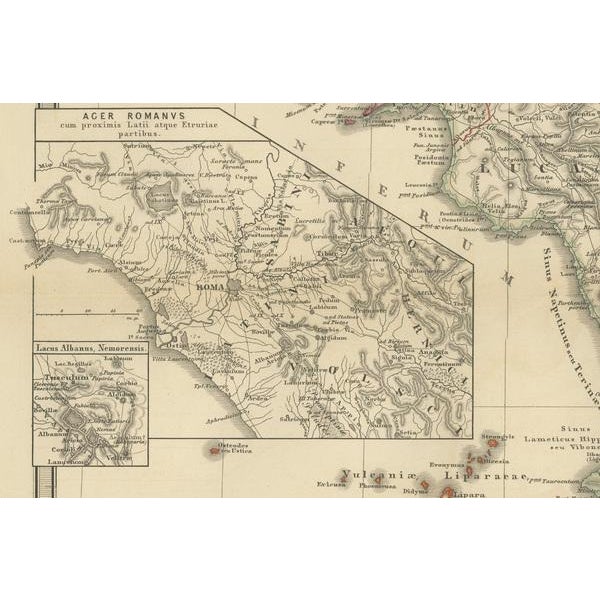 Antique Map of Roman Empire Italy and Sicily, 1880 For Sale - Image 6 of 8