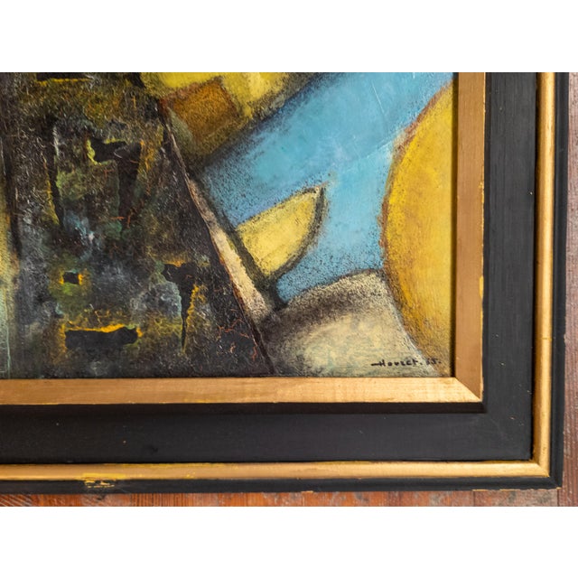 1960's Mid-Century Modern Geometric Abstract Painting by Pierre Havret, 1965 For Sale - Image 12 of 15