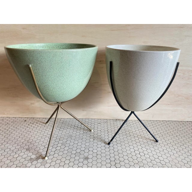 White 1950s White Speckled Bauer Pottery Egg Bullet Planter For Sale - Image 8 of 8