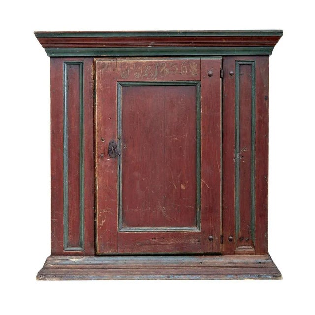 Antique Folk Art Hand Painted Cupboard For Sale - Image 9 of 9