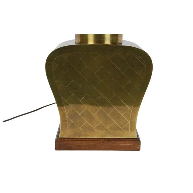 Frederick Cooper Asian Style Frederick Cooper Brass Table Lamp With Geometric Motif For Sale - Image 4 of 4