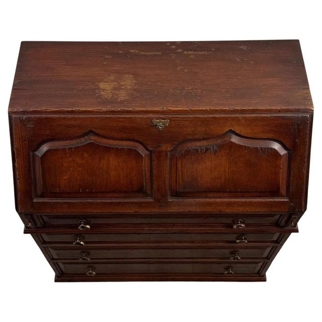 2000 - 2009 Antique Early 20th Century English Oak Bureau with Fitted Interior For Sale - Image 5 of 14