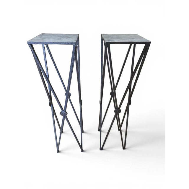 Classical Wrought Iron Pedestals, 1950s, Set of 2 For Sale - Image 3 of 12