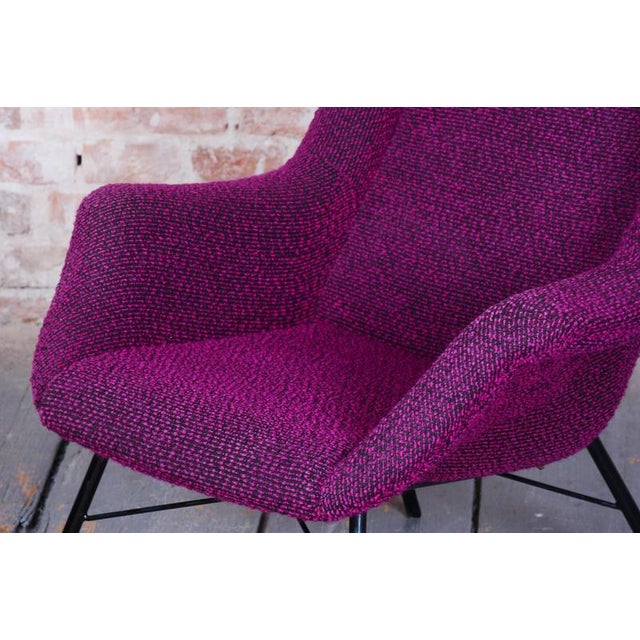 Textile Mid-Century Wingchair in Plastic Fiber from Miroslav Navratil, Czech, 1950s For Sale - Image 7 of 12