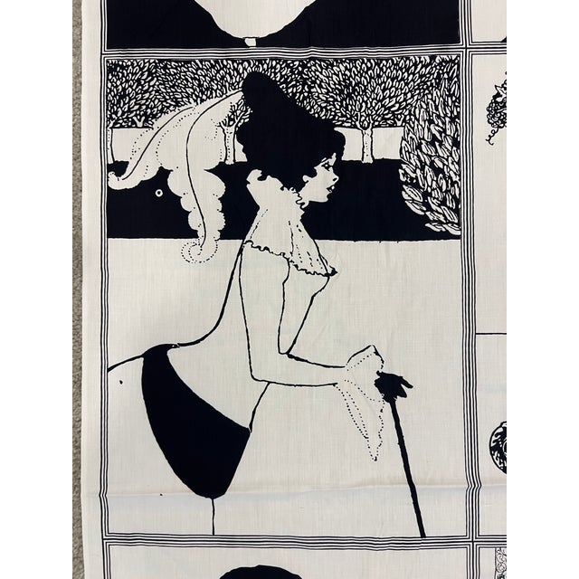 Aubrey Beardsley Art Nouveau Aubrey Beardsley Textile by Bloomcraft 4.5 Panel Piece For Sale - Image 4 of 15